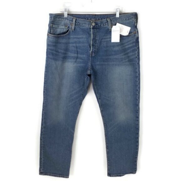 Levi's 501 CT Medium Wash Button Fly Tapered Leg Denim Jeans Mens 38x28.5 NWT - Picture 2 of 16